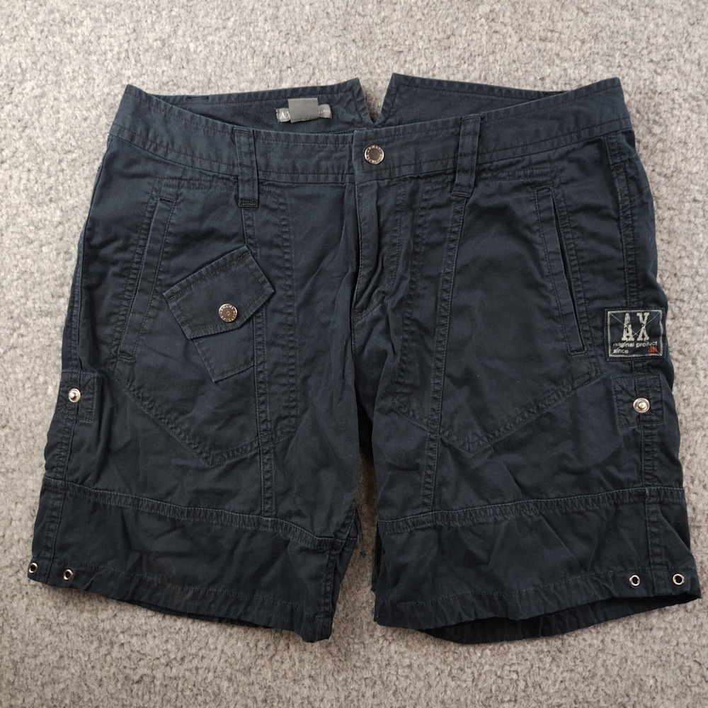 Armani Exchange Cotton Shorts Sz 6 Womens Cargo Utility Black Grunge Rave